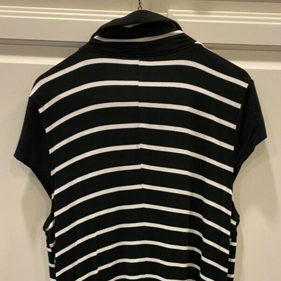 P Luca Milano Top Large Slush Pockets Zip Neck Black White Sleeveless Tunic Top - Picture 6 of 7